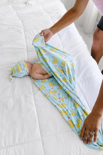 Image of Little Sleepies Swaddle & Hat Set, Baby Swaddles Newborns, Soft Viscose from Bamboo Swaddle Blanket Wrap (Bananas)