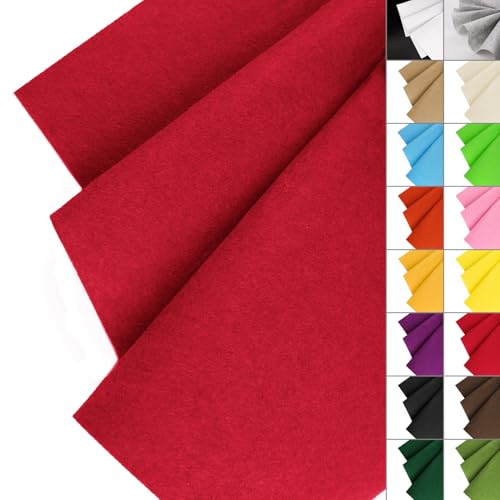 Image of IONTACH 36 inch X 36 inch Red Stiff Felt Fabric 1.2mm Thick | Felt Sheet for Craft, Sewing, Patchwork, Liner Decorations, School Projects, Home Decor