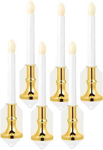 ECAILINAG Flickering Solar Candle Light, Fireless Dusk to Dawn Lighting Waterproof Solar, Window Wall Light, Romantic Night Light Wall with Suction Cup for Party Christmas Decoration - 6 Pack