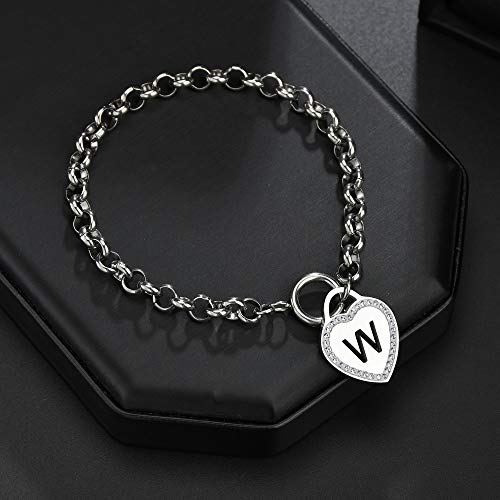 Image of CaleesLLC Letter A to Z Initial Charm Bracelet Adjustable Stainless Steel Anklet Personalized Wrist Link for Women