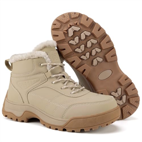 Qiucdzi Botas de nieve para mujer cálidas de invierno con forro de piel antideslizantes ligeras para exteriores para caminar y hacer frío