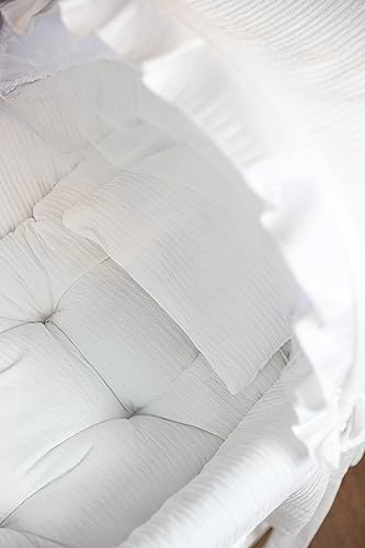 سرير اطفال سلة موسى ابيض مع حامل خشبي قابل للطي (شكل 3)