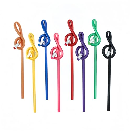 音符デザイン鉛筆 48本セット | 消しゴム付き・長さ約20cm | カラフルな木製鉛筆・高音部記号入り・学習用/描画用/プレゼント向け