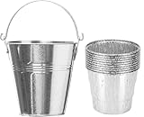 Outspark Grease Bucket Accessories for Traeger 20/22/34 Series, Pit Boss, Camp Chef, Louisiana, etc Pellet Grill/Smoker,Metal Pail Replacement Grill Parts for HDW152 with 10-Pack Drip Pan Liners