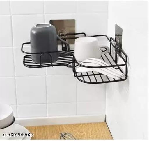 (Pack of 2) Multipurpose Self-Adhesive Kitchen Bathroom Corner Rack and Stands Mounted with Strong Magic Sticker Durable Hook Home Essentials/LCORNER/Bathroom Corner 2PIS|PRI-P3633 1