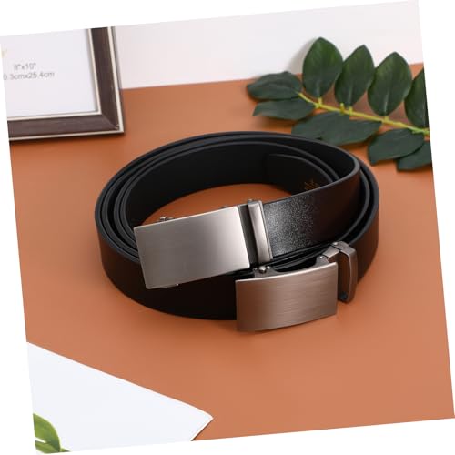 ARTIBETTER 2Pcs Adjustable Ratchet Belt with Retro Automatic Buckle Tpu Durable Men Trouser Waist Belt for Everyday Wear4