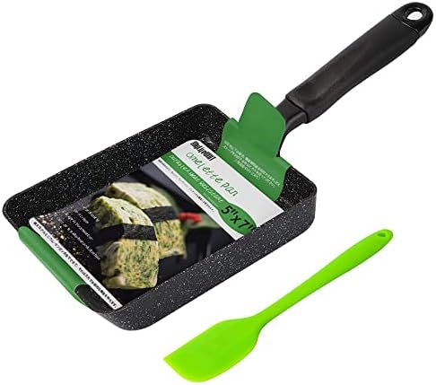 MyLifeUNIT Tamagoyaki Pan, Japanese Omelette Pan Nonstick with Silicone Spatula, Square Egg Pan 7 x 5 inches, Black - Thumbnail 2