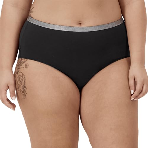 Hanes Women's Just Bikinis, No-Show Panties, Cotton Stretch Underwear, Plus Sizes, 5-Pack2