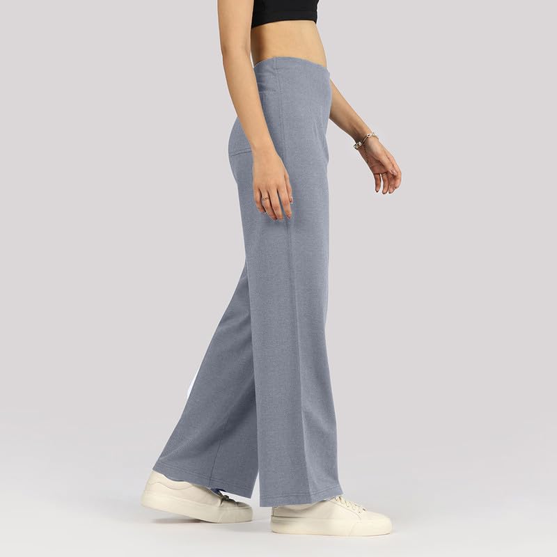 Image of BlissClub Womens Work-to-Wine Twill Wide Dart Pants Insanely Breathable Elasticated Waistband 2 Pockets Mock Fly | Wide Silhouette Stylish Pleats