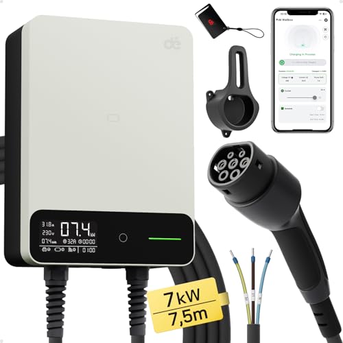 Wallbox De Carga DUOSIDA Monofásico 7kW - Con Cable Tipo 2 De 32A, Norma IEC62196-2, 2 Años Garantía