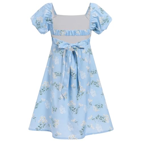 Girl Floral Summer Sundress Tween Self Tie Back Pageant Beach Outfits Teen Matching Sister Junior Graduation Dress