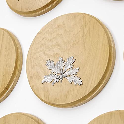 GTK Oferta 10 placas de cuña redondas de roble claro AF 17 cm, tabla cuña, tabla de especias, letrero de trofeos con 10 hojas de roble, portada de 6 hojas