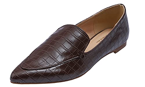 Image of FEVERSOLE Women's Loafer Flat Pointed Fashion Slip On Comfort Driving Office Shoes