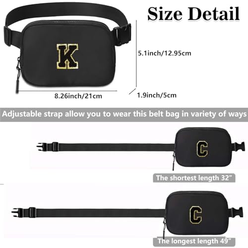 Image of Fanny Pack for Kids Girls 10-12 - Small Waist Belt Bag with Initial Letter Patch and Extender Strap for Women Teen Girl Friends Mini Bum Hip Travel Purse Crossbody Belt Bag Black E