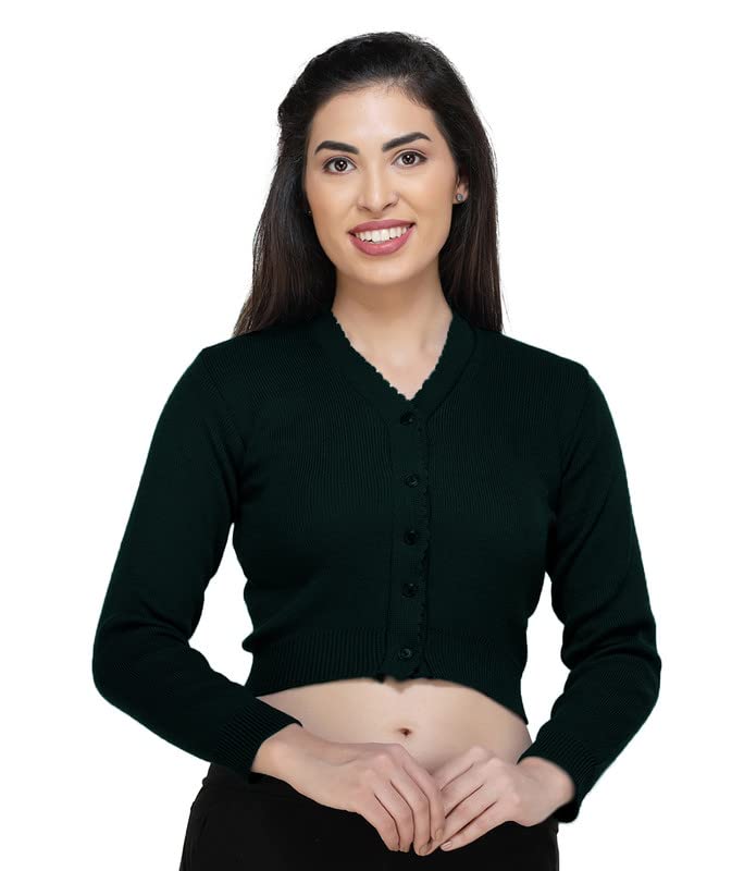 Image of Women Winter Wear V-Neck Full Sleeves Regular Fit Woollen Blouse