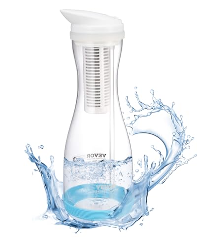 VEVOR Water Filter Pitcher, 6 Cup Glass Water Filter Dispenser, Fast & Compact Fridge-Friendly Water Filtration System, No BPA, Lasts 3 Months or 211 Gallons, Reduces Chlorine, Rust, Odors, PFOA/PFOS