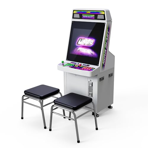 Unico Arcade Console Nova Blast Candy Cabinet with Base and Stools – Full-Size Arcade Machine with Sanwa Controls, 26" 4:3 Monitor, Jamma Ready (U2 Deluxe )