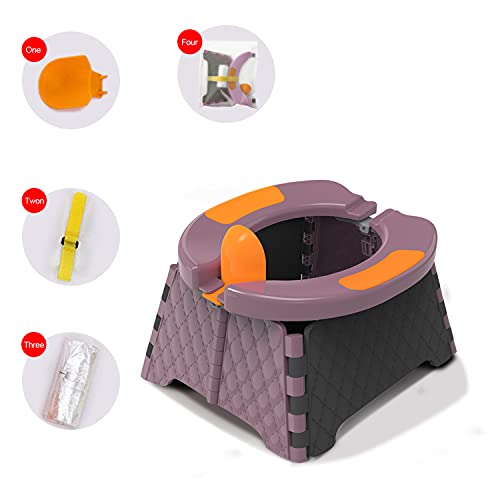 Honboom Portable Potty Training Seat for Toddler | Kids Travel Potty | Collapsible potty| Baby Potty Seat for Indoor and Outdoor (Purple)