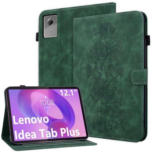 Rosbtib Hülle für Lenovo Idea Tab Plus Hülle 2025 Tablet 12.1 Zoll TB-361ZU/361FU Multi-Winkel Ansehen Flip PU Lederhülle Ständer Schutzhülle mit Magnetische Verschluss Cover - Grün