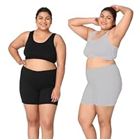 Adira | Underdress Shorts Cotton Plus Size | Plus Size Women Tights Shorts | Soft & Stretchy Cotton | Shorts for Dress | Women Inner Shorts | Plus Size | Pack of 2 | Black & Grey | 8XL