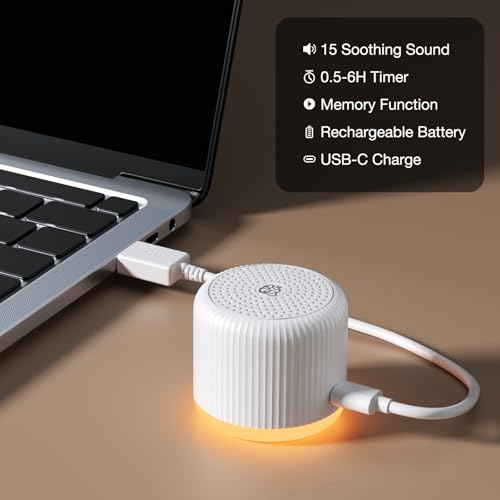 Image of LEICEX Portable Sound Machine,Travel Sound Machine with Light,15 Non-Looping Sound Timer and Memory Play, Mini White Noise Machine for Sleeping Office Privacy Travel Gift