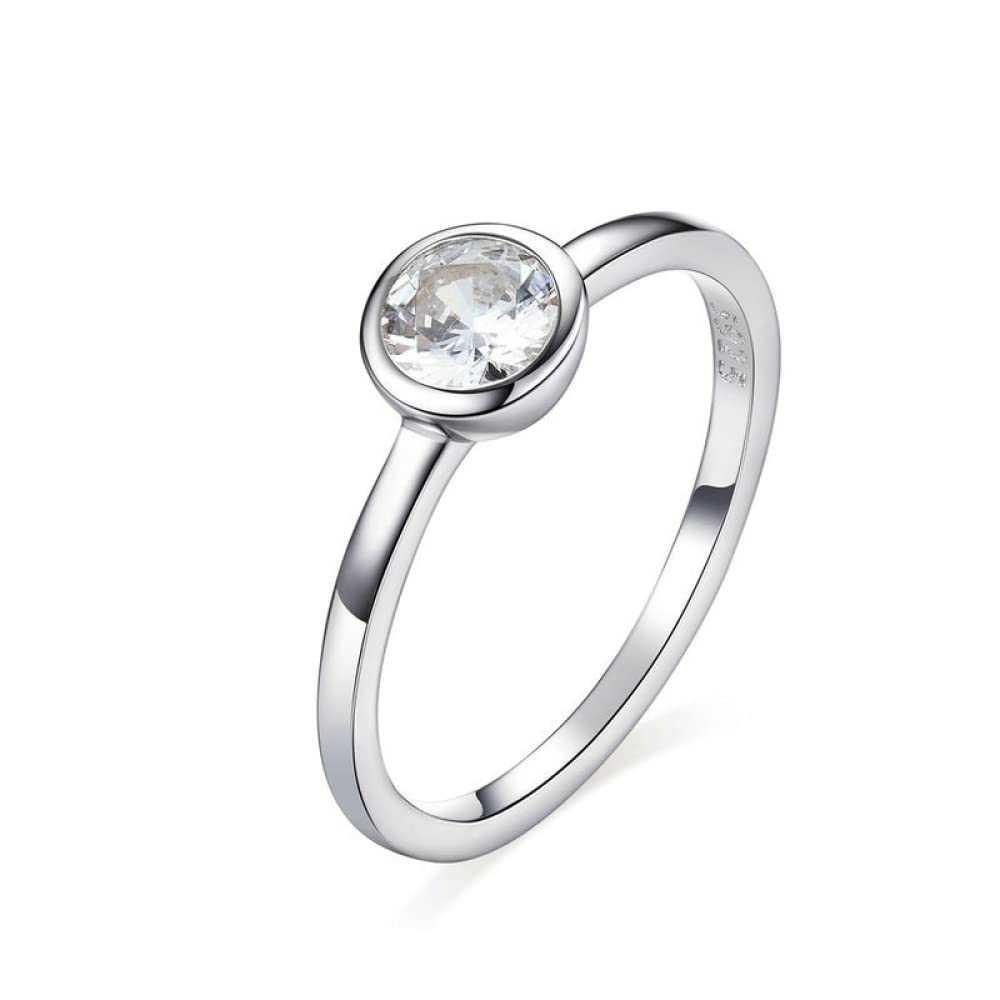 Clear Zirconia Finger Ring Women Engagement Wedding Band Ring