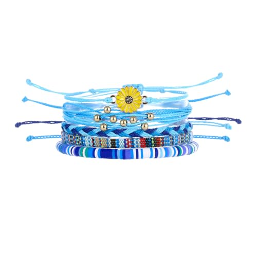 Image of Beach Summer Ankle Bracelet for Women Handmade Braided Adjustable String Anklets Waterproof Surfer Bracelet