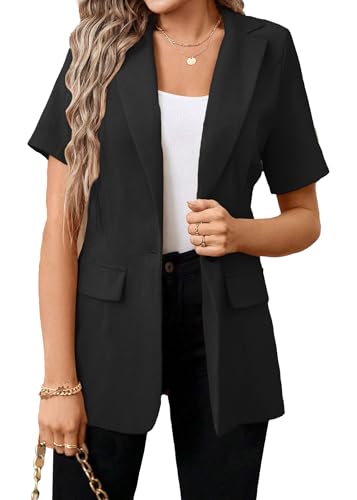 Mina Self Women's 2025 Summer Short Sleeve Blazer Jacket Lightweight Fully-Lined Business Casual Fashion Suit with Pockets