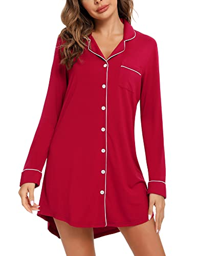 Image of Leikar Nightgowns for Women Button Up Labor Delivery Gown Sleep Shirts