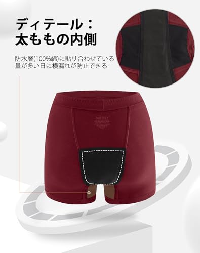 INNERSY サニタリーショーツ 生理用ショーツ レディース 吸水ショーツ 生理用品 下着 ボクサー 綿 ハイウエスト 女性用 大きいサイズ 生理用パンツ 昼夜用 漏れ防止 の商品画像 2