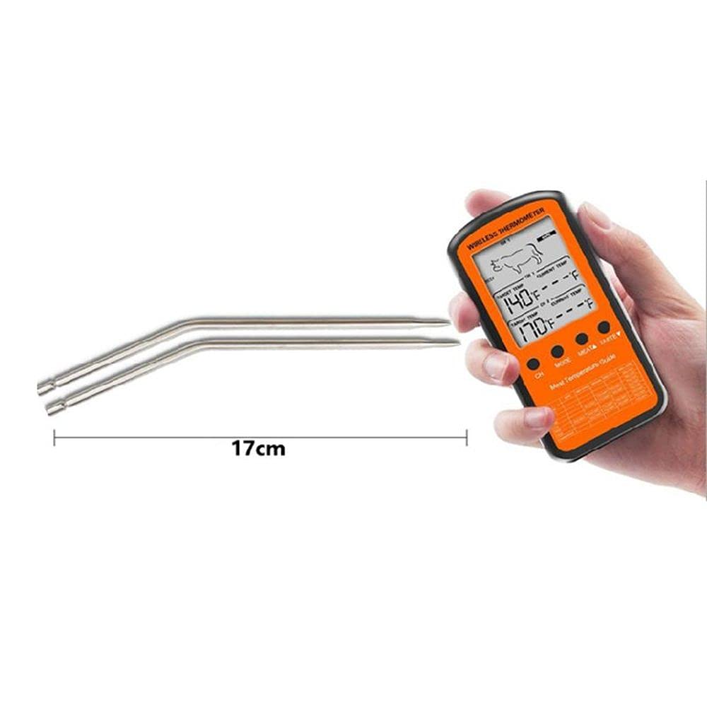 Medidor de temperatura de alimentos inalámbrico con pantalla LCD y sonda dual con 8 modos para horno de barbacoa