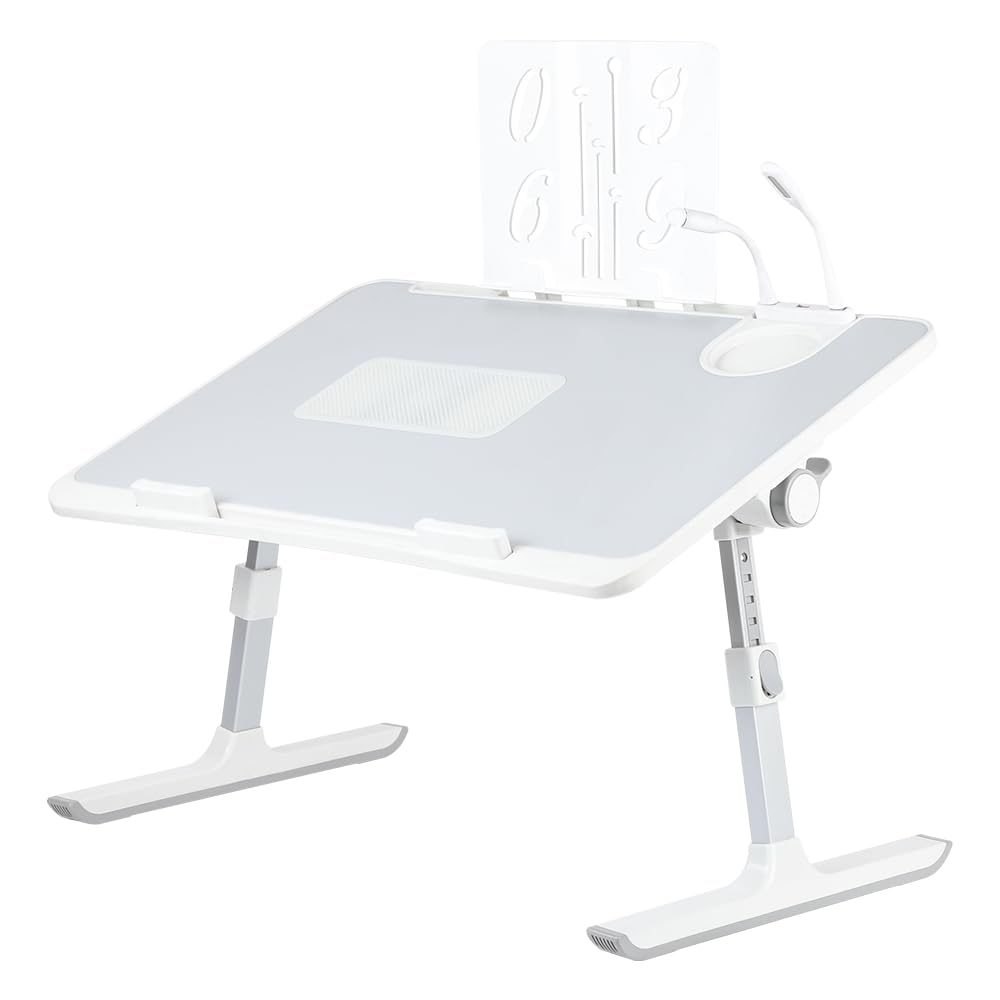 Huole - Mesa de cama, con 5 ángulos ajustables, para sofá, estudio, lectura y escritura, para ordenadores portátiles de hasta 17 pulgadas, Lapdesk plegable, -60 x 40 x 26 – 39 cm, color gris