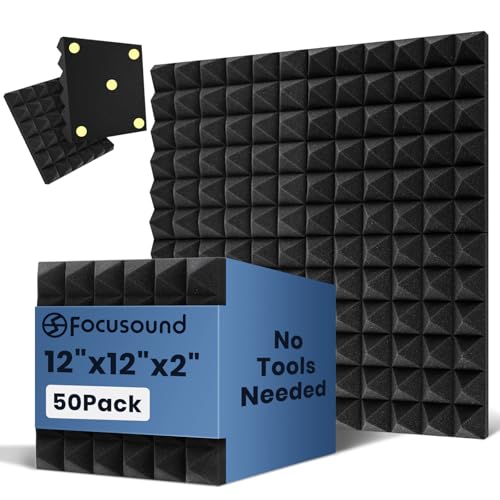 Focusound Acoustic Panels - 50 Pack Sound Proof Kit