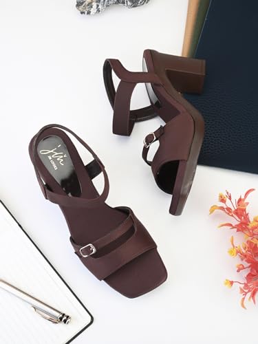 Image of JM LOOKS Women's Block Heel Sandals | Stylish Open Toe Dress Sandals with Double Strap & Buckle Detail | Comfortable Slip-On for Party Prom Date Night
