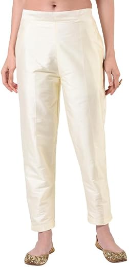 Floreos Women's Straight Pant Silk with Cotton Lining Trouser