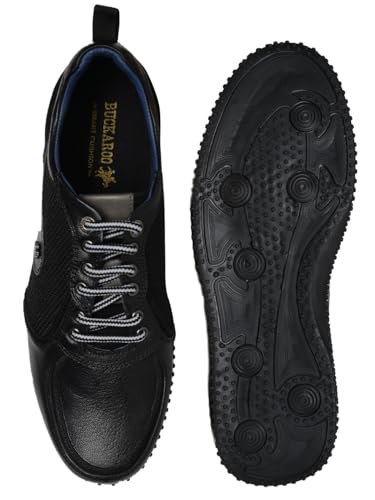 Image of BckByBuckaroo Adults-Men CODRIN Leather Denim Classic Shoe Lace Up Black