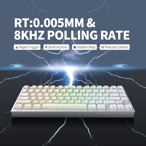 Image of IROK MG75PRO 81 Keys Wired Magnetic Switch Mechanical Keyboard, Hall Effect, 8KHZ /ARGB /CNC Aluminum, Gasket Structure Gaming Keyboard(White)