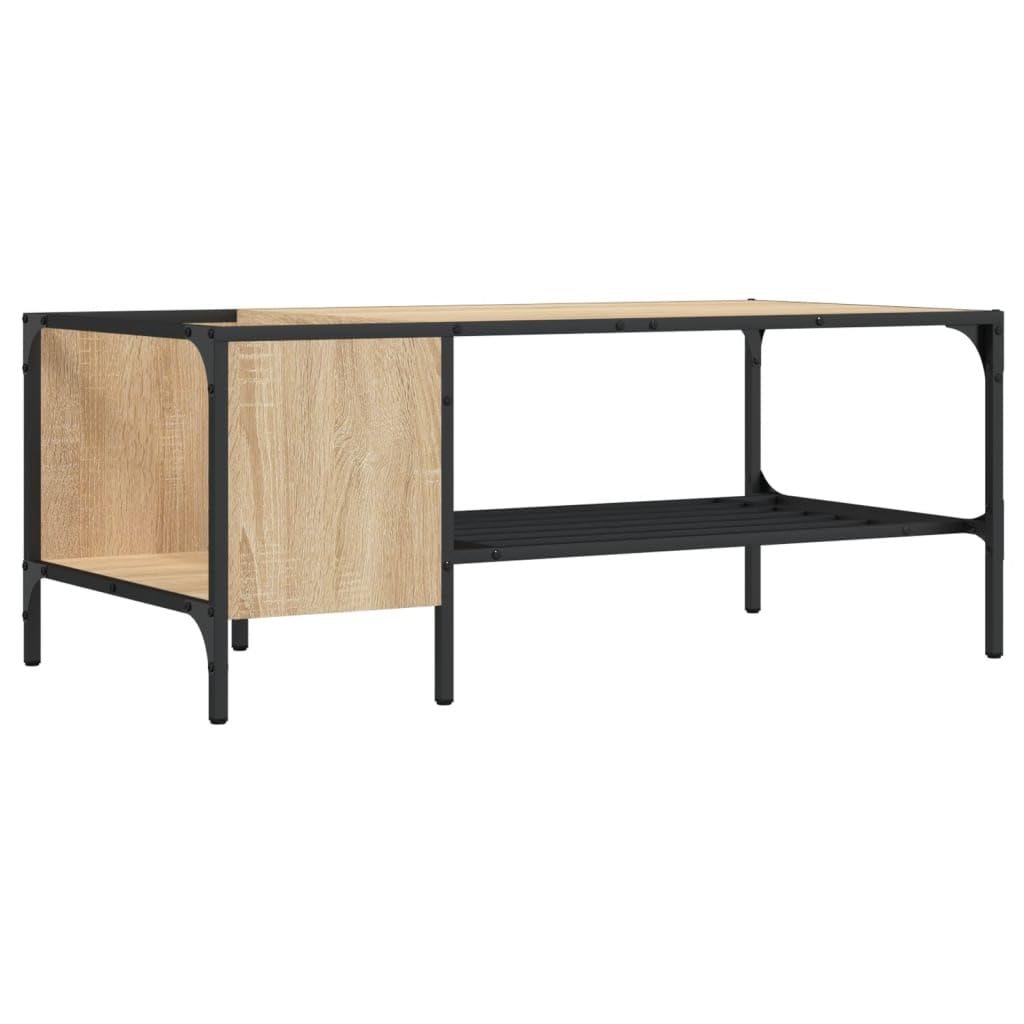 Mesa Centro Estante Madera ingeniería Roble Sonoma 100x51x40 cm Moderna,Mesa Auxiliar con Estante y Almacenamiento para Sala de Estar,Salón,Comedor