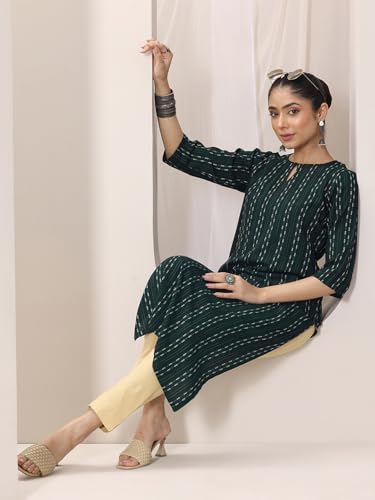 Image of Libas Woven Design Viscose Straight Kurta for Women Suit