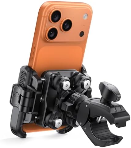 Lamicall Motorrad Handyhalterung Fahrrad Handyhalter Vibrationsgedämpft | [Perfekt für Videoaufnahmen] 360° Handy Halterung Motorrad, Handy Halter Fahrradlenker für iPhone 18 17 16
