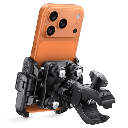 Lamicall Uchwyt na Telefon Motocyklowy – [Idealny do Nagrywania Wideo] Tłumiący Drgania Uchwyt na Telefon Motocyklowy, 360° Uchwyt na Telefon na Kierownicę Roweru dla iPhone 17, 16 i Smartfonów 7,2"
