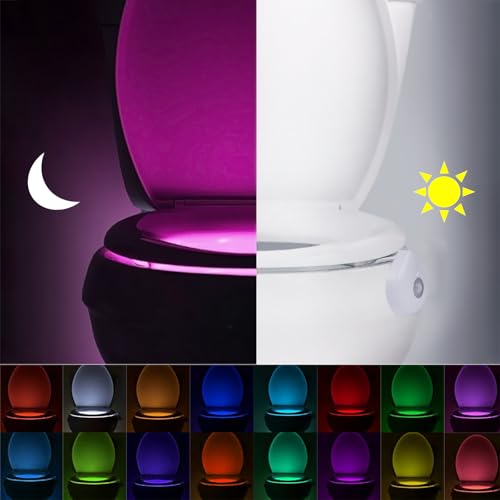 AQSQWQ Toilette Licht WC-Nachtlicht, Toilettenschüssel Nachtlicht, 8 Farben WC Licht mit Bewegungsmelder zumToilettenbeleuchtung, für Kinder Badezimmer Hause