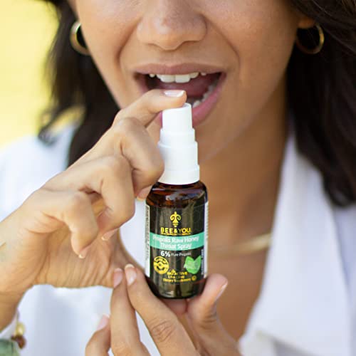 Bee And You Propolis Raw Honey Throat Spray - Natural Immune Support & Sorethroat Relief Antioxidants, Keto, Paleo, Gluten-Free, 1 Fl Oz #TOP17