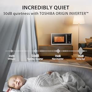 Toshiba 6 in 1 inverter countertop microwave oven healthy air fryer combo master series air fryer broil convection speedy combi even defrost sound onoff 27 auto menu stainless steel  urban country home decor