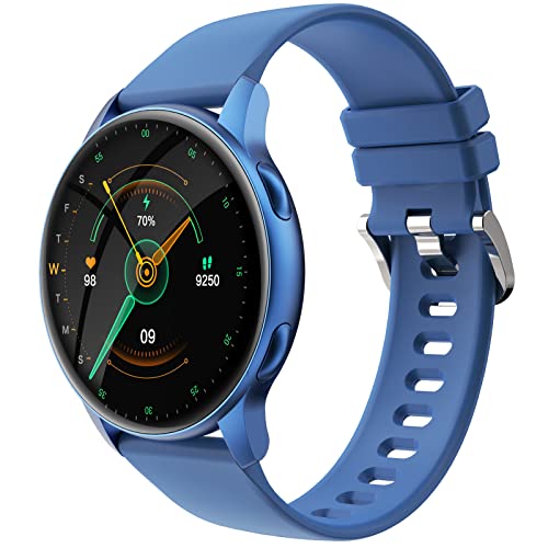TYNZLM Damen Herren Smartwatch Mit Mehreren Sportmodi Aufzeichnung des Weiblichen Menstruationszyklus Schrittzähler Armband Magnetisches Laden Wasserdicht Für Android Ios,Blau Cover