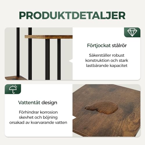 Bamworld Soporte Esquinero para Plantas de Interior Estante de Metal de 5 Niveles para Múltiples Plantas Soporte Alto para Flores para Patio, Jardín, Balcón, Sala de Estar, Dormitorio (Marrón) - imagen 6