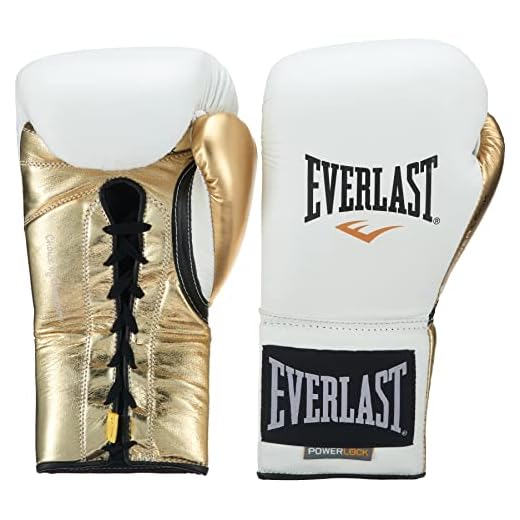 Everlast P00000581 Powerlock Training Gloves (Laced) White/Gold 14oz