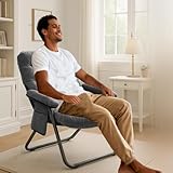 Poltrona Dobrável Reclinável 3 Posições – Leve 4,8 kg, Poltrona Papi,Compacta e Portátil para Praia, Camping, Cadeira do Papai,Estudo e Relaxar,Cinza