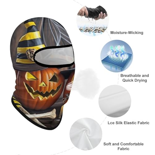 Balaclava Sonriente Extraño Calabaza para Hombres y Mujeres, Máscara de Protección Solar Transpirable para Todo el Cabeza para Senderismo, Ciclismo, Correr, Conducir miniatura 3