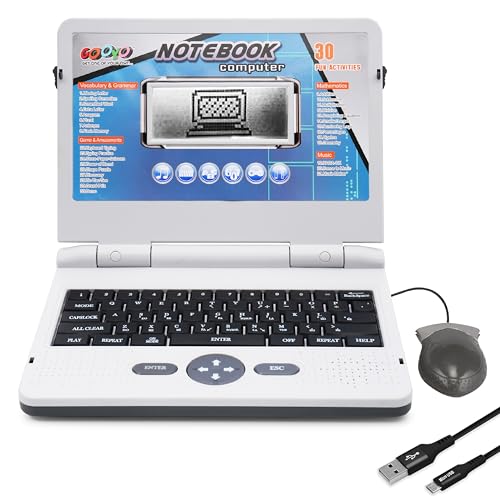 Image of Gooyo GY-1050 Plug & Play Notebook Computer Toy with 30 Fun Activities | Educational Toy Laptop for Kids | Grey | Dual Power Supply | USB Cable (Included) | 3xAA Battery (Not Included)